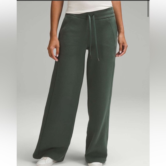 lululemon athletica Pants - Lululemon Scuba Mid-Rise Wide-Leg Pant Full Length Dark Forest Size 14